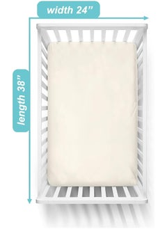 American Baby Company 100% Natural Cotton Value Jersey Knit Fitted Portable/Mini-Crib Sheet, Ecru, 24" x 38" x 5", Soft Breathable, for Boys and Girls, Pack of 3  - Image 3