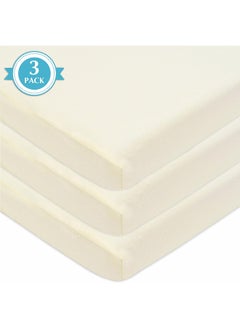 American Baby Company 100% Natural Cotton Value Jersey Knit Fitted Portable/Mini-Crib Sheet, Ecru, 24" x 38" x 5", Soft Breathable, for Boys and Girls, Pack of 3  - Image 5