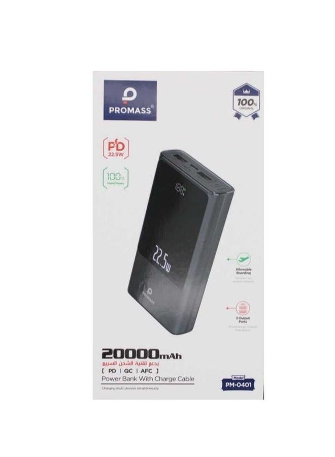 Promass 20000 mAh Power Bank with BM Charging Cable, Black - Image 2