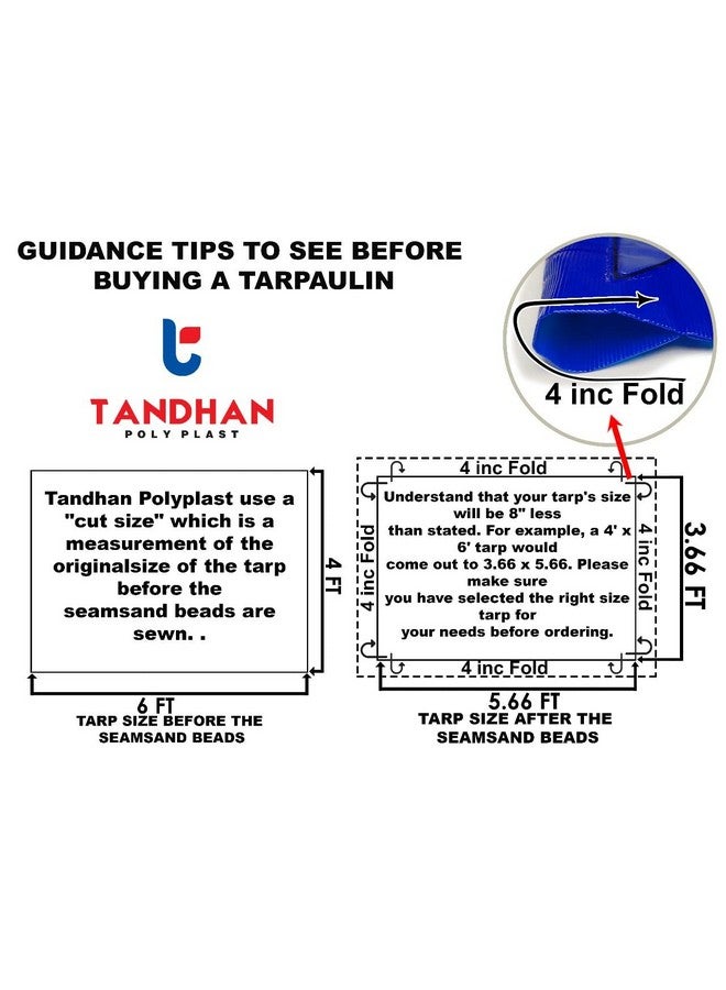 TANDHAN Ecoraksha Gold 9 x 9 ft 90 GSM Blue Premium Waterproof Tarpaulin is a UV-Resistant, rip-Stop Fabric That is Perfect for Outdoor shelter, roof Cover, Garden Shade, Camping in All Types of Weather. - Image 5