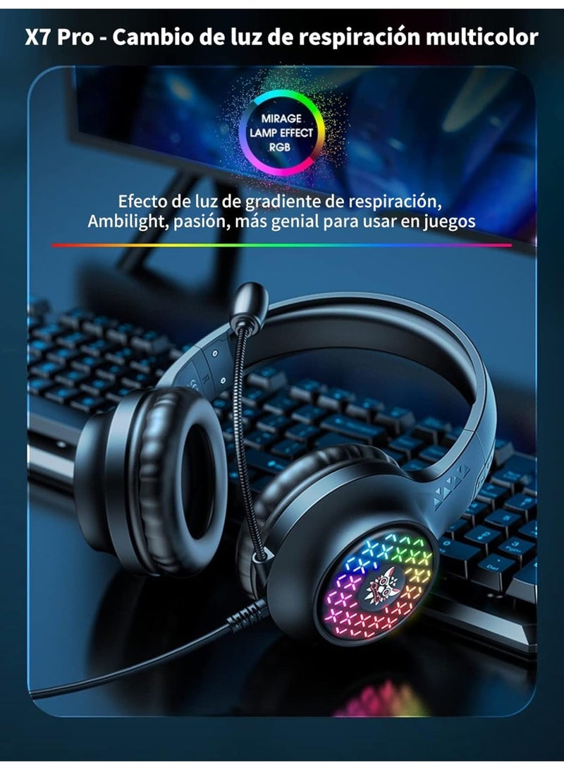 Onikuma X7 Pro Wired Gaming Headset RGB Light Noise Canceling Headphone With Microphone For PS4 PC Xbox One - Image 3