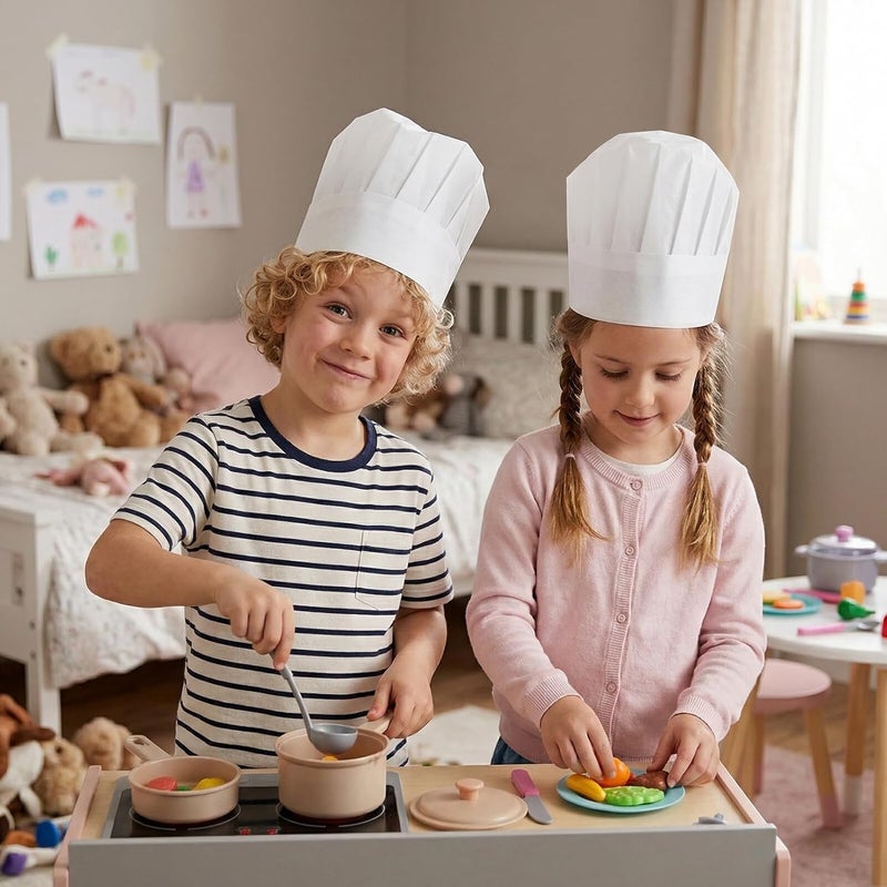 20pcs Chef Hats Disposable Paper Chef Caps for Boys, Sweat-Wicking Small White Cooking Hats for Home and School Baking Activities - Image 5