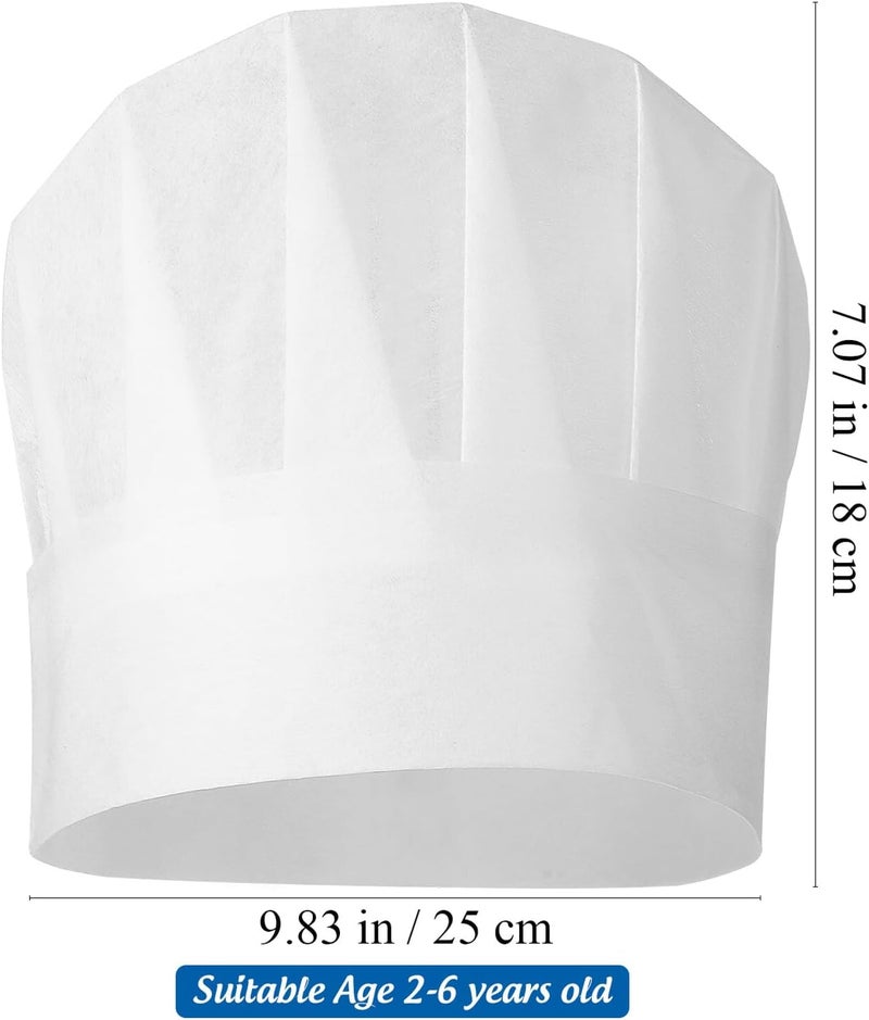 20pcs Chef Hats Disposable Paper Chef Caps for Boys, Sweat-Wicking Small White Cooking Hats for Home and School Baking Activities - Image 2