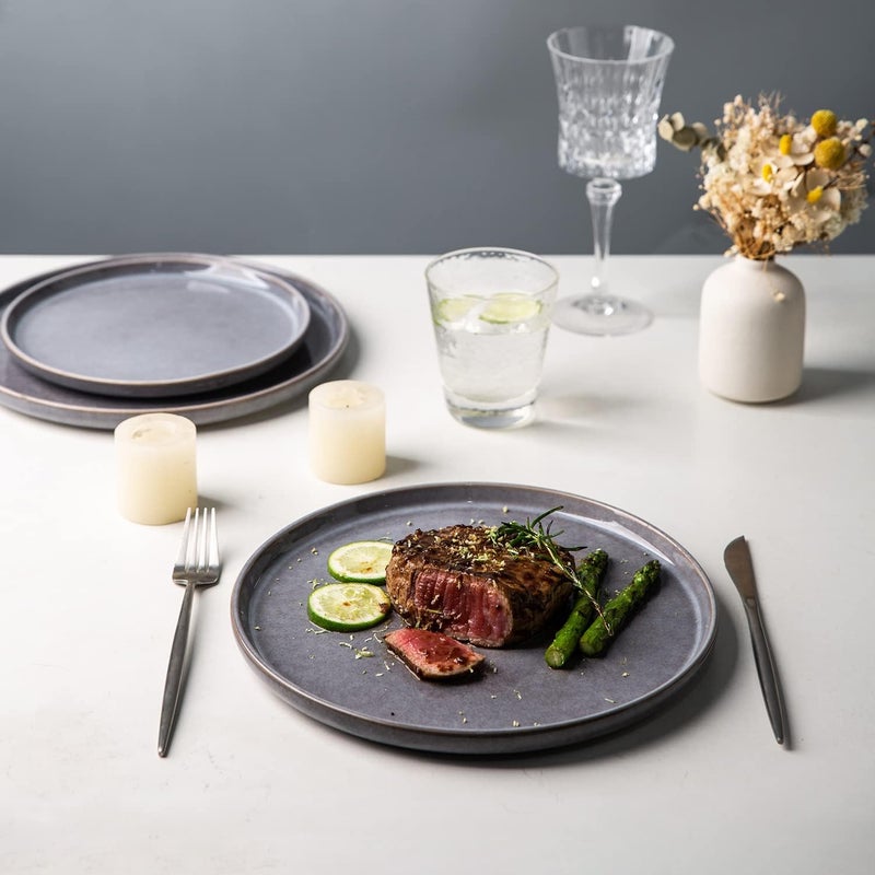 AmorArc Stoneware Dinnerware SetsRound Reactive Ceramic Plates and Bowls SetsHighly Chip and Crack Resistant  Dishwasher  Microwave Safe DishesService for 6 18pc - Image 3