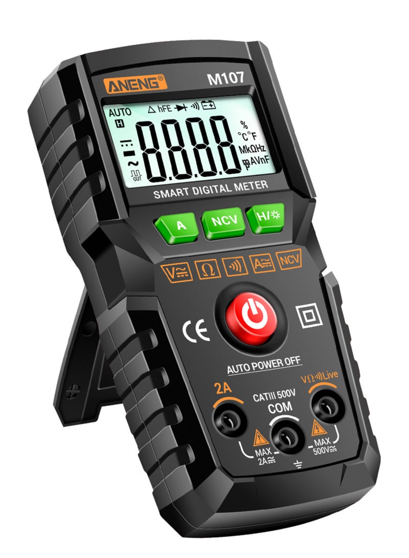 ANENG M107 Smart Digital Multimeter 4000 Counts NCV Universal Meter Handheld Multifunctional Tester Voltmeter Ammeter Black - Image 2