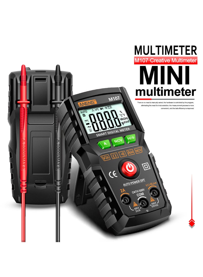 ANENG M107 Smart Digital Multimeter 4000 Counts NCV Universal Meter Handheld Multifunctional Tester Voltmeter Ammeter Black - Image 5