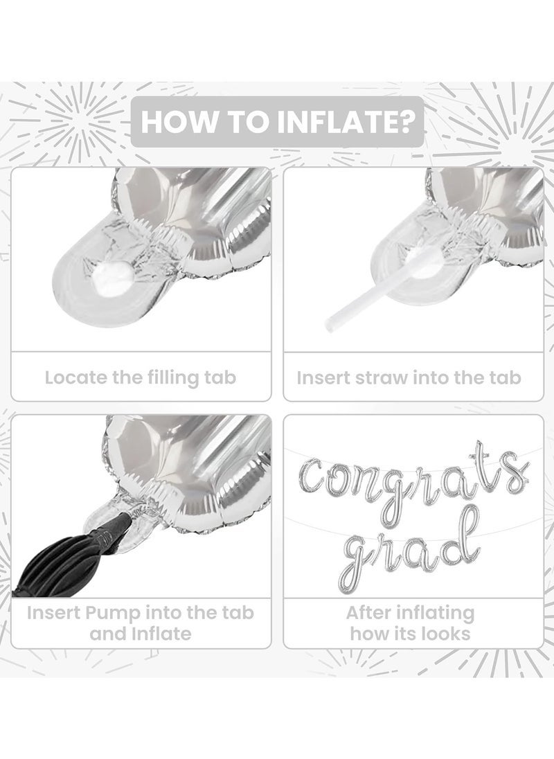 KATCHON Congrats Grad Script Balloon Banner for Graduation Decorations - Image 3