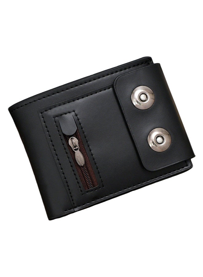BiuTFon PU Leather Wallets for Men’s Women’s, Stylish Short Wallet with Embossed Magnetic Buckle Multi-Card Slots Zipper Pocket Keychain Ring Compact Change Pouch Card Holder for Cash Coin - Image 1