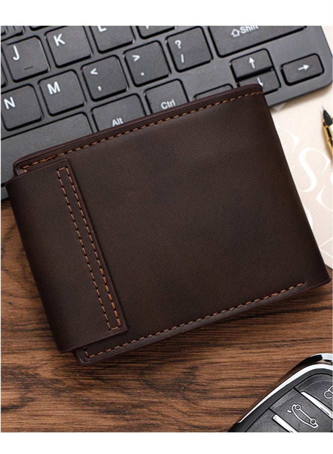 BiuTFon PU Leather Wallets for Men’s Women’s, Stylish Short Wallet with Embossed Magnetic Buckle Multi-Card Slots Zipper Pocket Keychain Ring Compact Change Pouch Card Holder for Cash Coin - Image 5