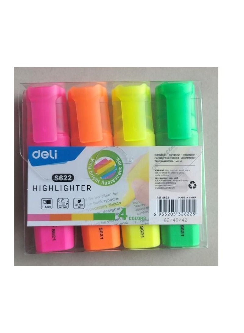 ديلي مجموعة هايلايتر Deli S622 من 4 ألوان - Image 2