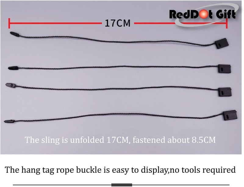 Red Dot Gift® 1000 Pcs Tag Strings, 7 Inch Black Nylon Snap Lock Pin Loop Plastic Tag Fastener Hook Ties - Image 3