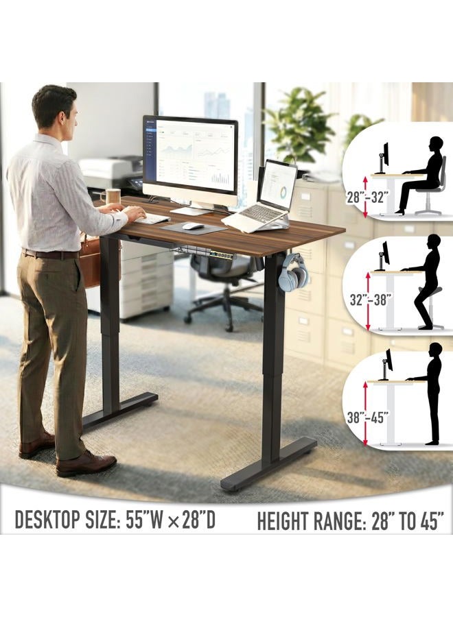 SHW 55-Inch Large Electric Height Adjustable Standing Desk, 55 x 28 Inches, Walnut - Image 5