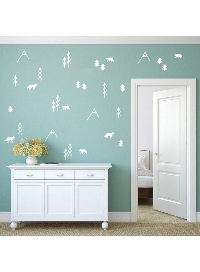 Yyart Woodland Animals, Trees and Mountains Wall Decals, Vinyl Stickers for Bedroom, Living Room, School, Nursery Wall Decals, Room Decor A44 (White) - Image 3