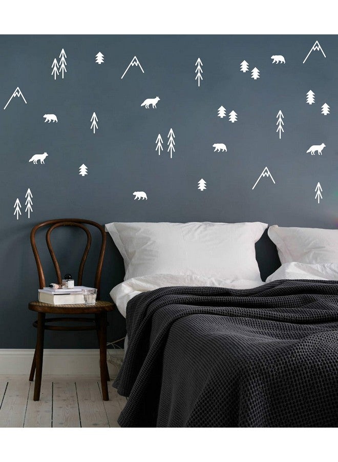 Yyart Woodland Animals, Trees and Mountains Wall Decals, Vinyl Stickers for Bedroom, Living Room, School, Nursery Wall Decals, Room Decor A44 (White) - Image 2