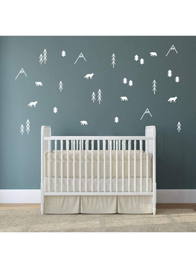 Yyart Woodland Animals, Trees and Mountains Wall Decals, Vinyl Stickers for Bedroom, Living Room, School, Nursery Wall Decals, Room Decor A44 (White) - Image 1