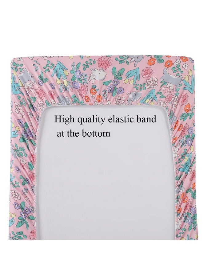 Tontukatu Changing Pad Cover Set 3 Pack Jersey Knit Ultra Soft for Baby Boys Girls Floral/Grey Rabbit/Pink - Image 5
