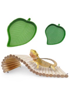 Hamiledyi Hamiledyi 11.37 x 5.9 inch Reptile Hideout, Bearded Dragon Bendy Bridge, Climbing Ladder Wooden Hermit Climb Toys, Hide Cave Habitat Decor for Lizards Gecko Spiders Snakes Tortoise  - Image 1