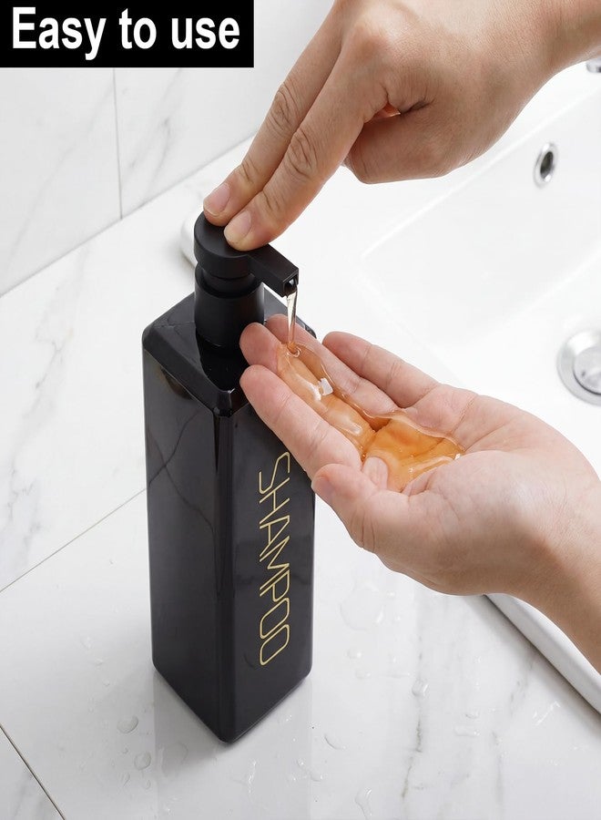 Hethyo Shampoo and Conditioner Dispenser Shower Soap Bottles 3 Pack 550ml/18.6oz Refillable Shampoo Pump Bottle Dispenser Plastic Empty Body Wash Dispensers with Stylish Permanent Labels for Bathroom (Black) - Image 4