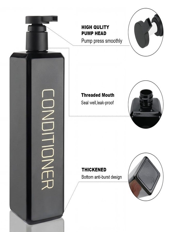 Hethyo Shampoo and Conditioner Dispenser Shower Soap Bottles 3 Pack 550ml/18.6oz Refillable Shampoo Pump Bottle Dispenser Plastic Empty Body Wash Dispensers with Stylish Permanent Labels for Bathroom (Black) - Image 5