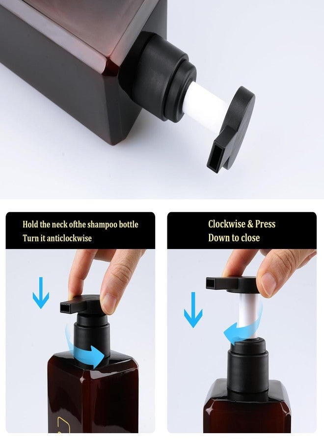 Hethyo Shampoo and Conditioner Dispenser Shower Soap Bottles 3 Pack 550ml/18.6oz Refillable Shampoo Pump Bottle Dispenser Plastic Empty Body Wash Dispensers with Stylish Permanent Labels for Bathroom (Black) - Image 3