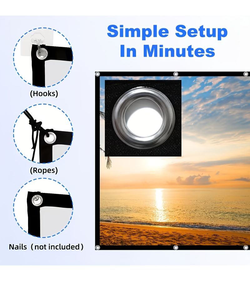 60 Inch 4K Ultra HD Portable Projection Screen Dual Side Projection Wrinkle Resistant Washable Polyester - Image 5