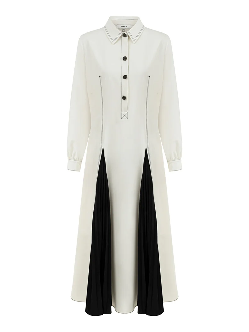 Ipekyol Pleated Color Block Dress