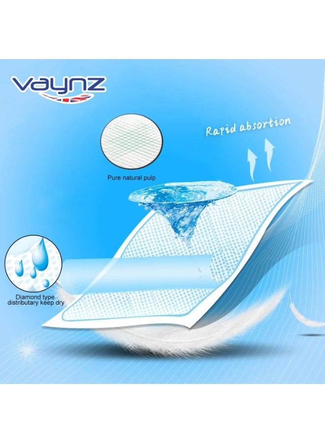 فاينز وسادات بول للكلاب للاستخدام مرة واحدة من VAYNZ، مقاس 60×60 سم، عبوة من 20 قطعة، فائقة الامتصاص ومقاومة للتسرب، وسادات للجراء، وسادات بول للكلاب، تجف بسرعة للقطط والأرانب والحيوانات الأليفة التي تُدرب على استخدام المنزل - Image 4