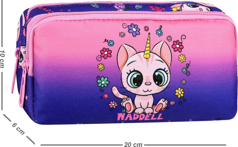 Niss Store Waddell Licensed Purple Cat Double Compartment Pencil Case - Image 1