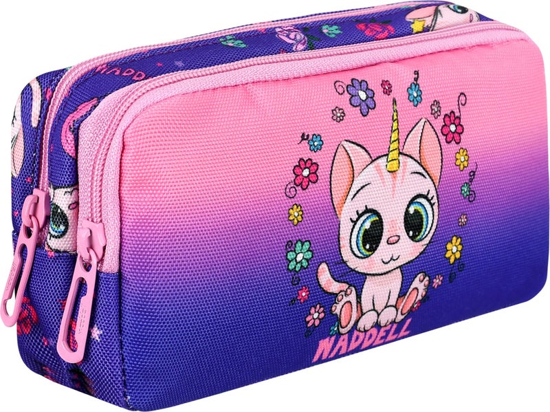 Niss Store Waddell Licensed Purple Cat Double Compartment Pencil Case - Image 3