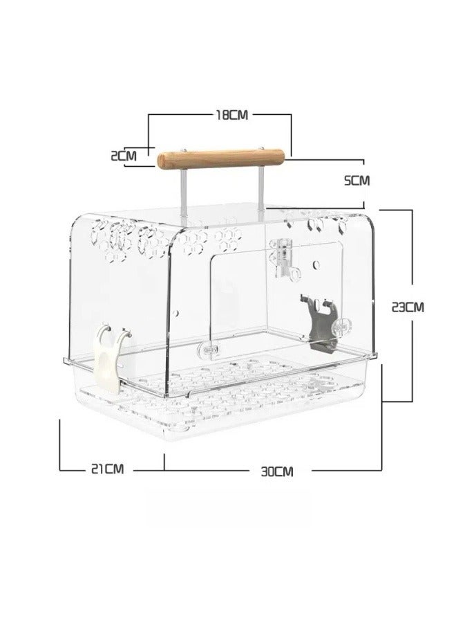 Car parrot outing cage acrylic Xuanfeng peony tiger skin special outing cage bird take-out cage carrying bag cage + food bowl bracket + food bowl + water bottle + log bird station stick - Image 2