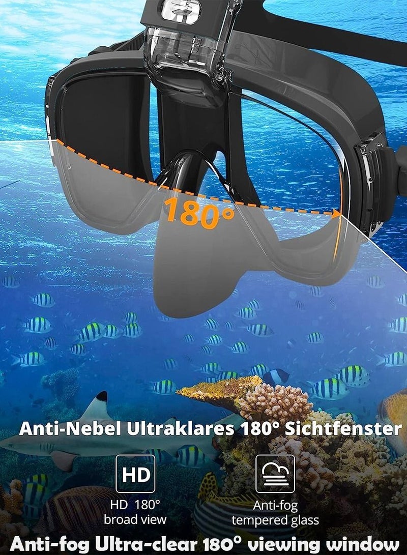Generic Professional Dry Top Foldable Snorkel Mask Panoramic 180 Degree Crystal Clear HD View Anti Fog Anti Leak Scuba Diving Mask with Camera Mount for Scuba Diving Snorkeling Freediving Swimming - Image 3