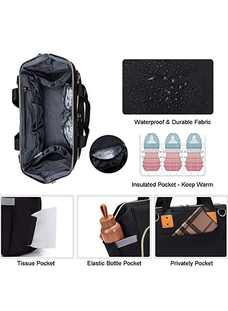 GT-Wheel Diaper Mummy Bag Tote with Bottle Case and Changing Pad, Dikaslon Large Travel Diaper Tote for Mom and Dad, Multifunction Baby Bag for Boys and Girls - Image 5