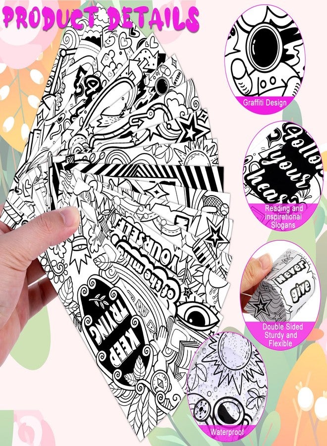 MWOOT 32 Pcs Color Your Own Book Marks DIY Coloring Bookmarks,Double-Sided Paper Inspirational Page Markers for Students Reading,Funny Page Clips for Game Prize School Gift(16 Designs,15x5cm) - Image 5