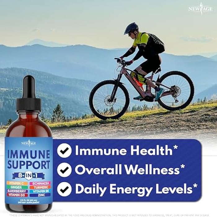 NEW AGE 8-in-1 Immune Support Liquid Drops – Elderberry, Turmeric Curcumin, Echinacea, Ginger, Vitamins C & D3, Zinc & B6 – Fast-Absorbing Immune & Antioxidant Support – Non-GMO – 8 oz - Image 3