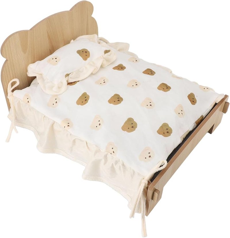 سرير قطط خشبي حديث مع مرتبة ناعمة تصميم مرتفع للنوم المريح سرير أريكة للحيوانات الأليفة - Image 3