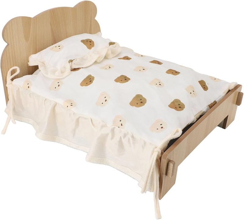 سرير قطط خشبي حديث مع مرتبة ناعمة تصميم مرتفع للنوم المريح سرير أريكة للحيوانات الأليفة - Image 1