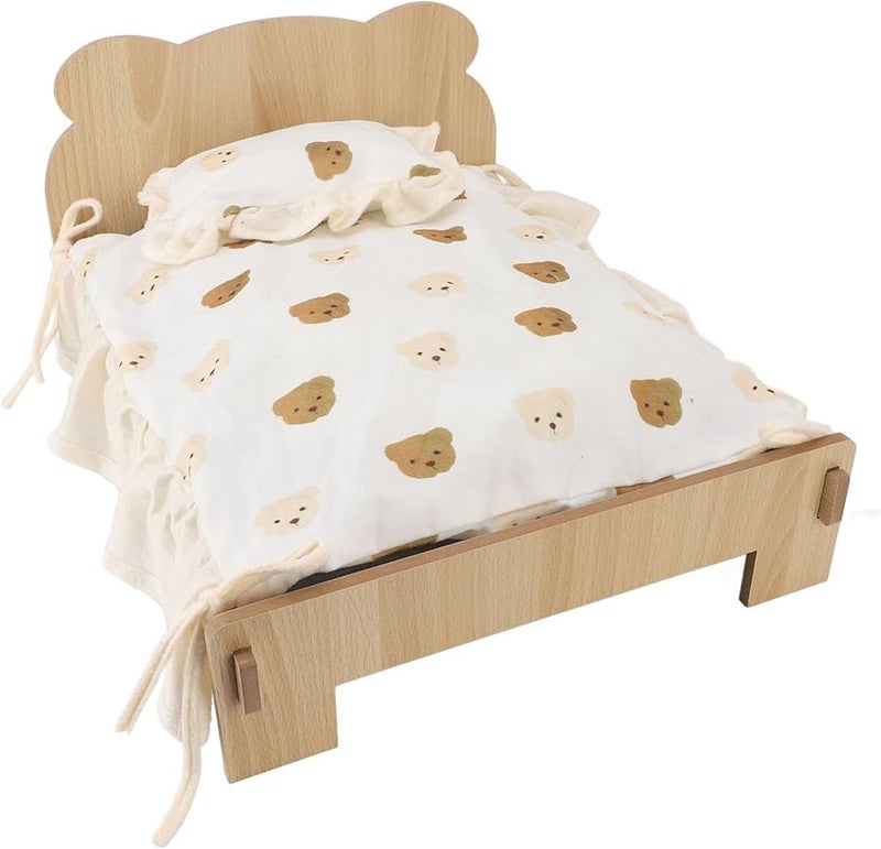 سرير قطط خشبي حديث مع مرتبة ناعمة تصميم مرتفع للنوم المريح سرير أريكة للحيوانات الأليفة - Image 4