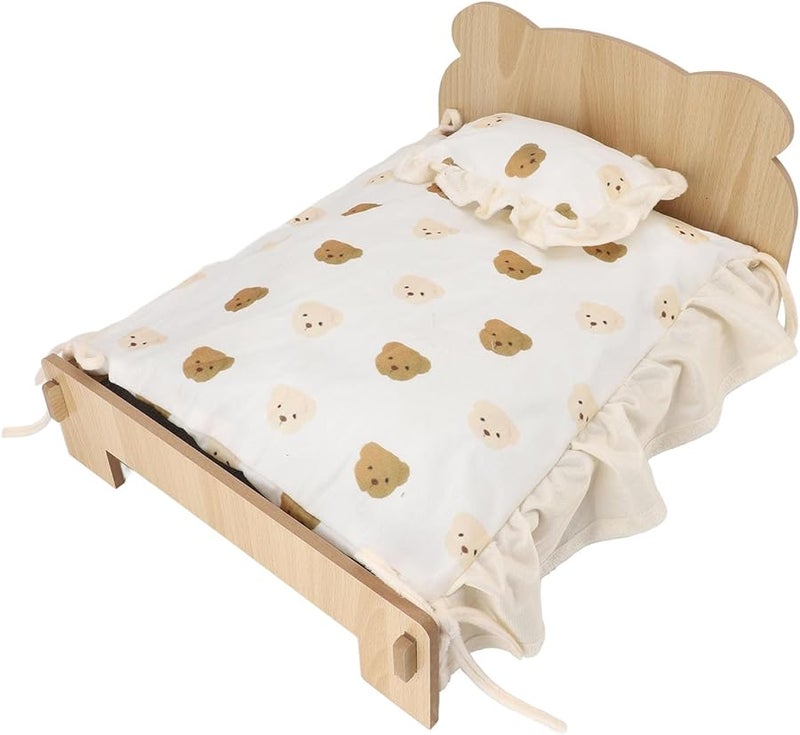 سرير قطط خشبي حديث مع مرتبة ناعمة تصميم مرتفع للنوم المريح سرير أريكة للحيوانات الأليفة - Image 5