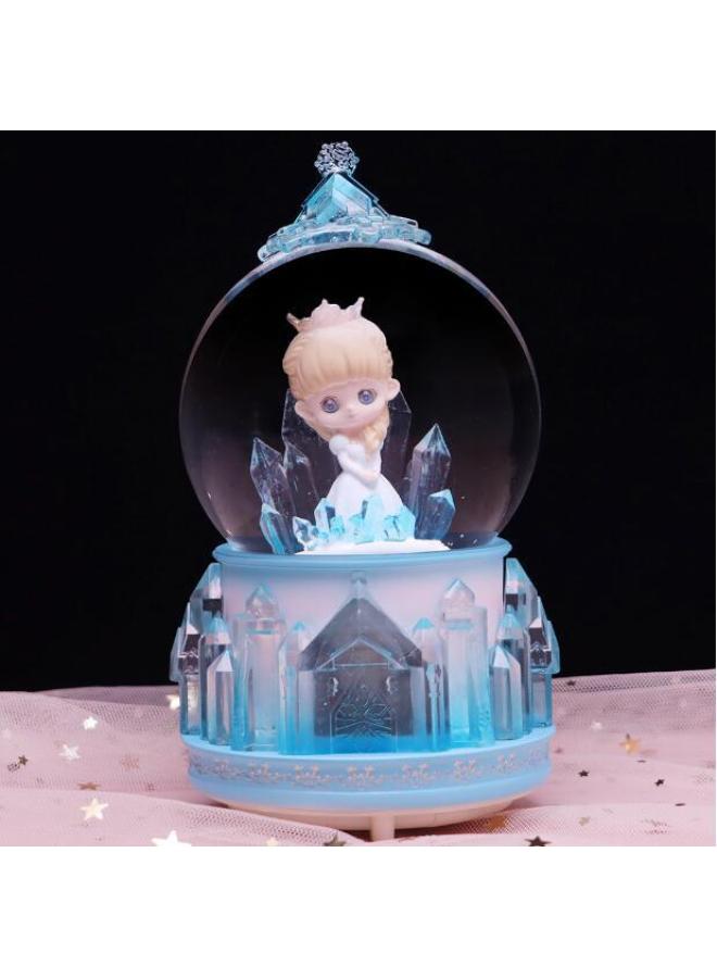 Elsa Princess Elsa Music Box Music Box Crystal Ball Ornaments Little Girl Children Birthday Gift Frozen-Color:5197b White Skirt Large Automatic Snow Music + Light  - Image 1