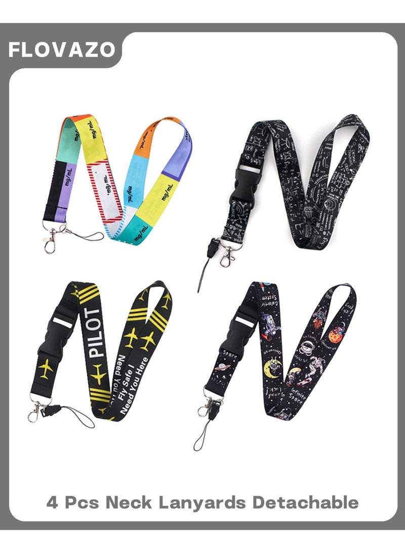 FLOVAZO 4 Pcs Space Starry Sky Neck Lanyards Detachable Key ID Badge Holder with Release Buckle, Stylish Accessory for Teachers Teens - Image 1