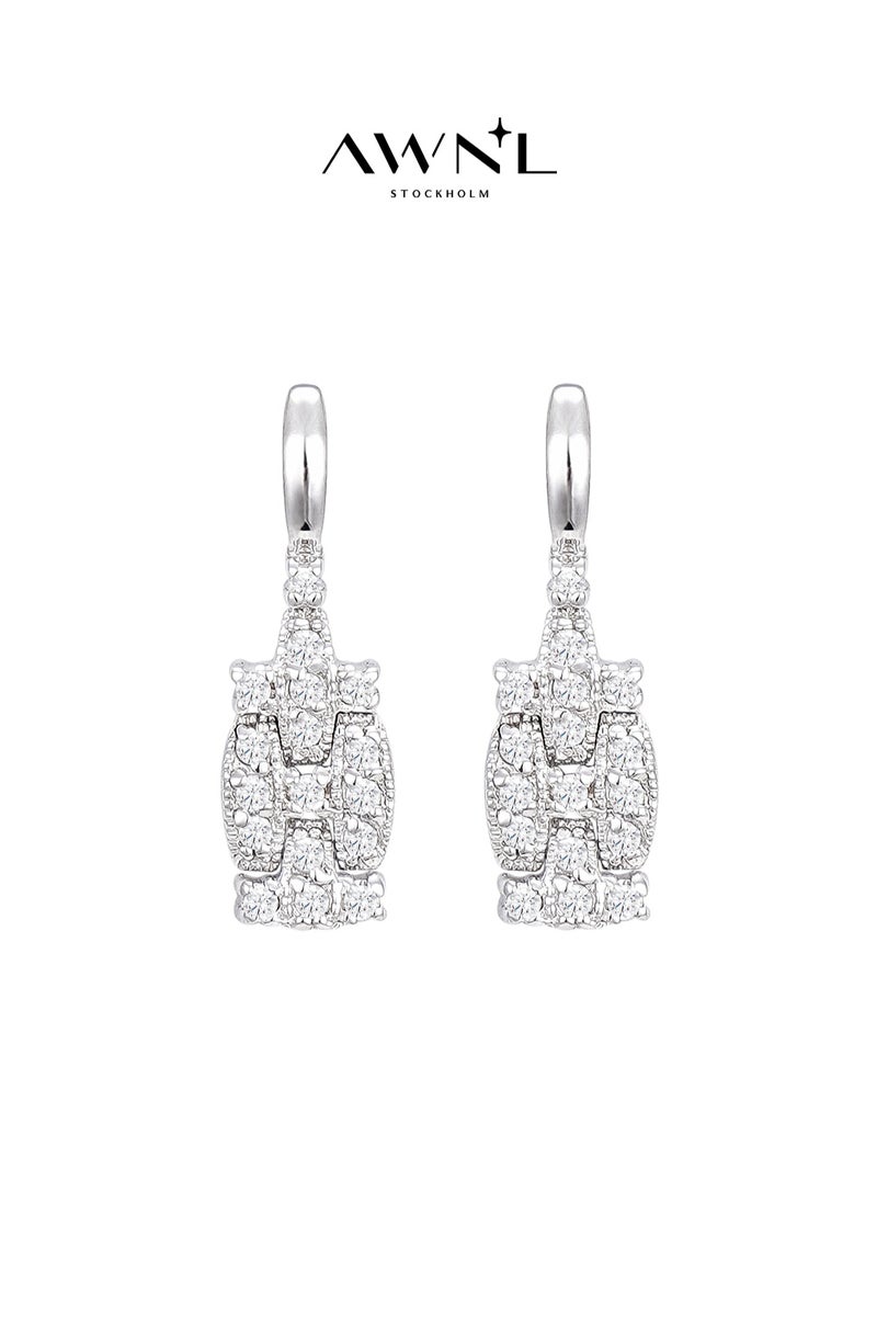 AWNL Pure Elegance Women's Earrings - Eardrop with CZ Diamond and Sterling Silver, Middle East Exclusive Collection - Image 1