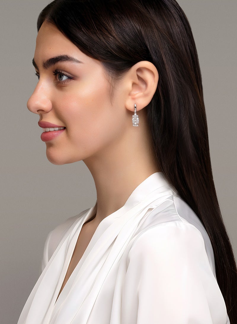 AWNL Pure Elegance Women's Earrings - Eardrop with CZ Diamond and Sterling Silver, Middle East Exclusive Collection - Image 2