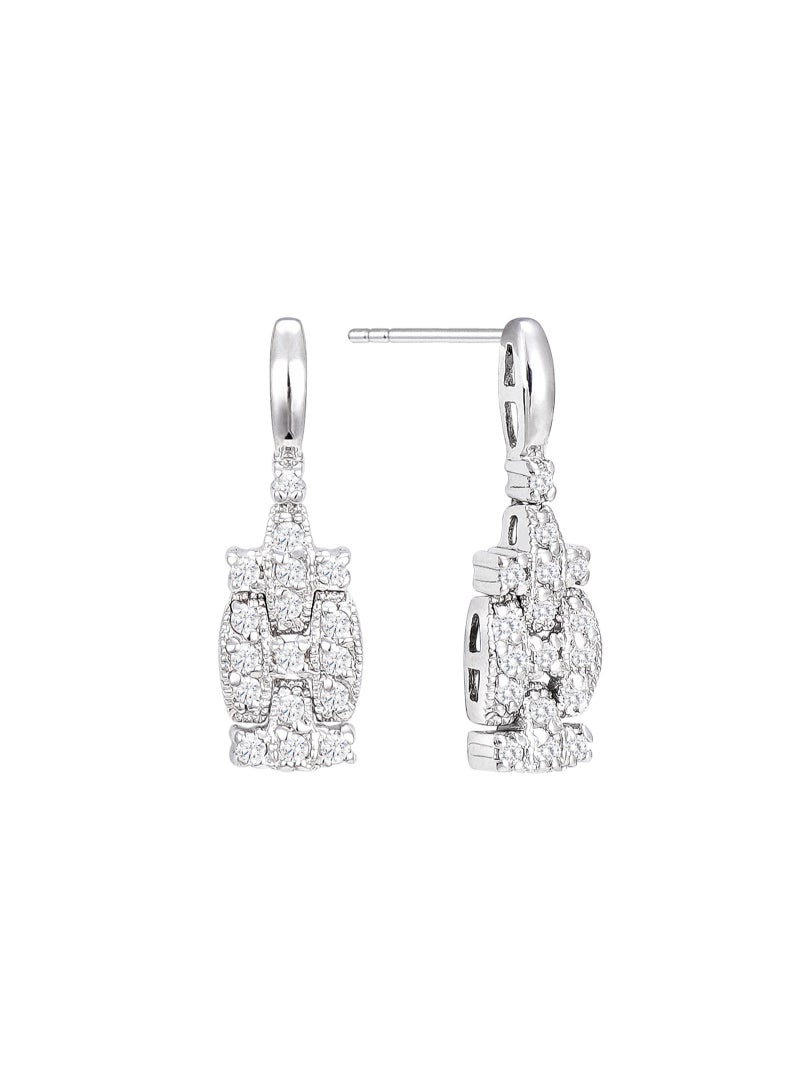 AWNL Pure Elegance Women's Earrings - Eardrop with CZ Diamond and Sterling Silver, Middle East Exclusive Collection - Image 3