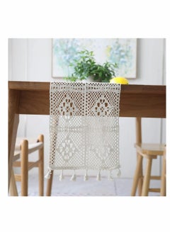 Excefore European Style Natural Table Runner, Hollow Polyester-Cotton Crochet Retro Lace Wedding Table Runner with Tassels for Bohemian Rustic Wedding Bridal Shower Home Dining Table Decor (260x24cm)  - Image 3