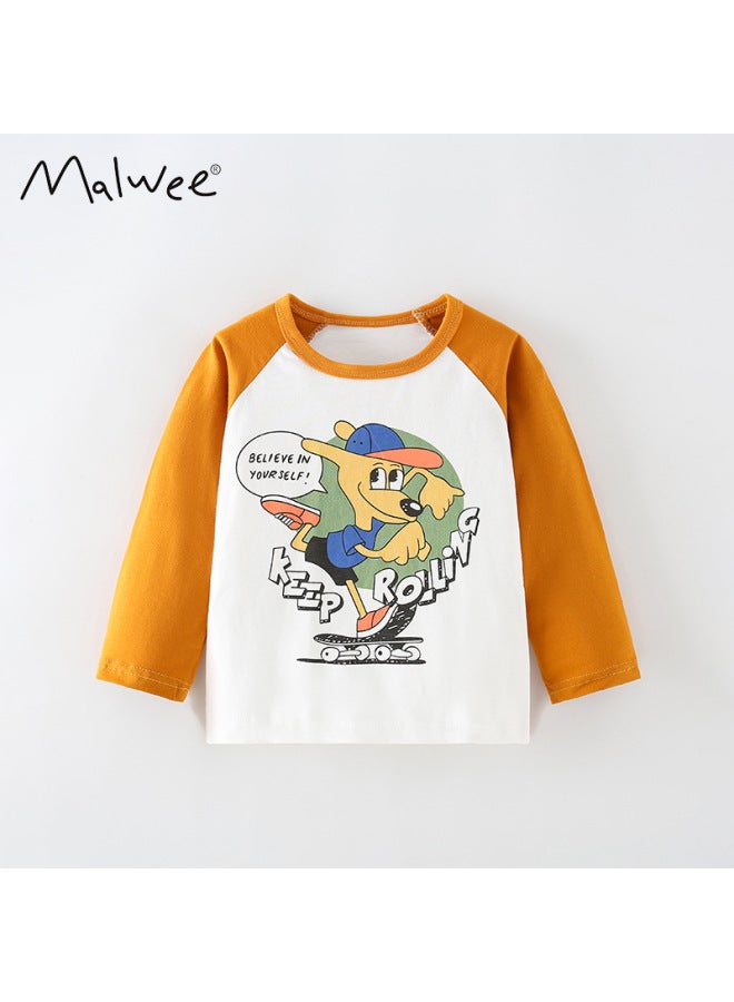 Malwee Boys' T-shirt Collection European And American Kids Casual Printed Round Neck Children's Top