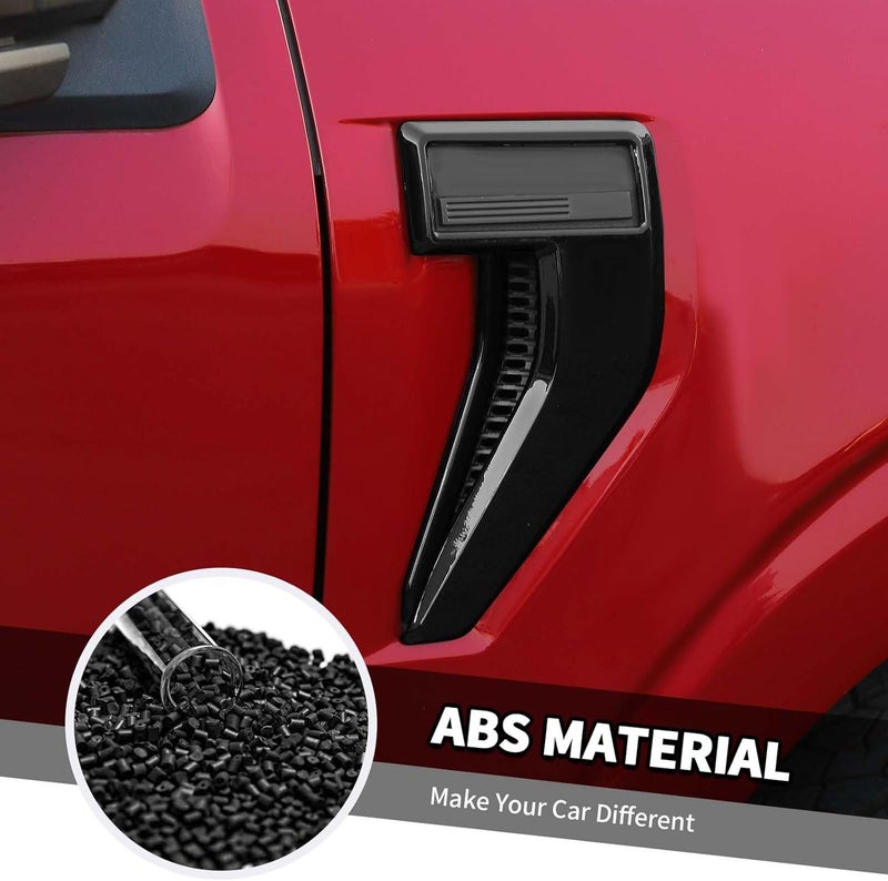 Jimen Fit for Ford F150 2021-2024, 4PCS Fender Side Vent Badge Emblem Cover Trim (Black) - Image 5