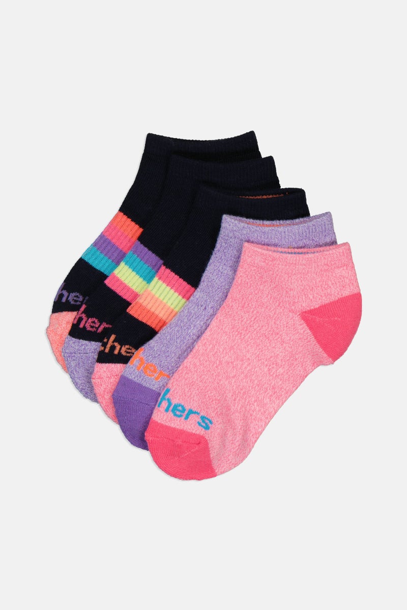 SKECHERS Girls Boy 6 Pairs Brand Logo Low Cut Socks, Multicolor - Image 1
