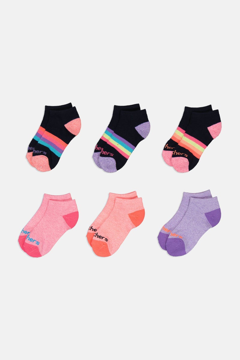 SKECHERS Girls Boy 6 Pairs Brand Logo Low Cut Socks, Multicolor - Image 3