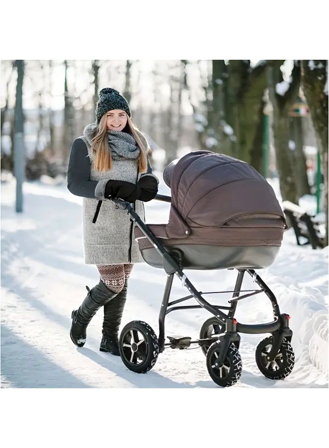 Deep Grey Waterproof Windproof Warm Stroller Gloves For Strollers Bicycles Trailers - Image 5