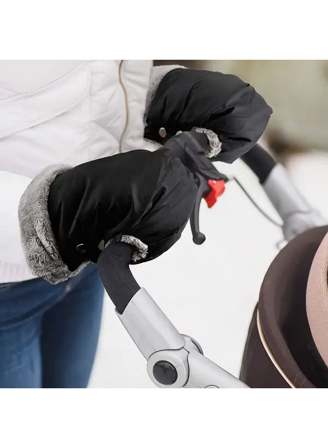 Deep Grey Waterproof Windproof Warm Stroller Gloves For Strollers Bicycles Trailers - Image 2